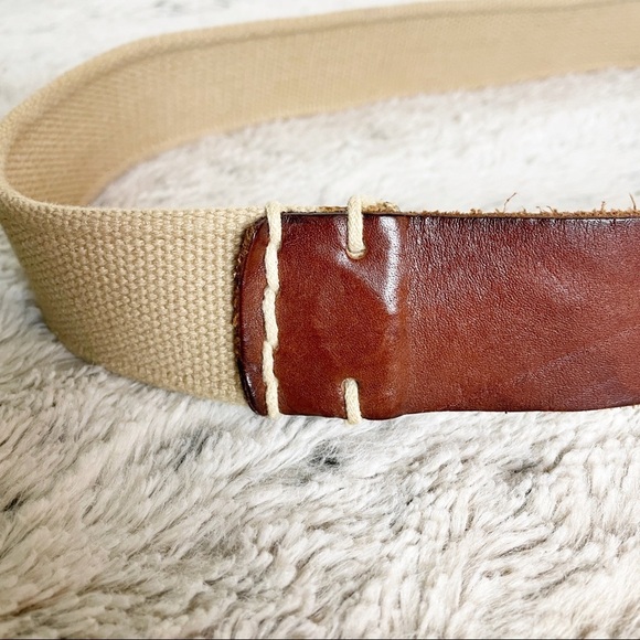 Leather and Fabric Belt tan and brown M/L 34 - Picture 7 of 8